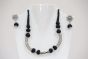 Elegant Silver Necklace with Black Dori & Pipe Design – Handcrafted Charm