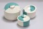 Khurja Pottery Donga – 3 Piece Set (White & Green, 6.5")