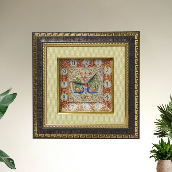 Handcrafted Decorative Wall Clock – 12x12 Inches | Traditional Art with Wooden Frame