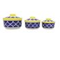 Khurja Pottery Donga 3Pc Blue & Yellow Color | Microwave Safe | Hand painted | Kitchen ware | Home Décor |Blue Yellow