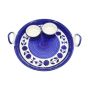 Khurja Pottery Pizza Platter White and Blue Leaf Big | Ceramic Tableware | Handmade pizza platter