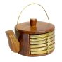 Wooden & Brass Kettle Shape Coaster