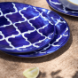 Khurja Pottery Full-Size Dinner Plates – Set of 6 (Blue, 11")