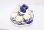 Khurja Pottery Murli Mug Tea Set – White & Blue (Large Size)