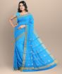 Chanderi Shoulder Pallu || Silk Cotton Royal Blue || 6.5 Mtr || Saras Aajeevika