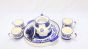 Khurja Pottery Murli Mug Tea Set – White & Blue (Large Size)