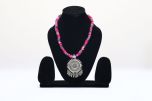 ZTH Beads Necklace & Earring Set with Pearls | Pink & Grey Elegance